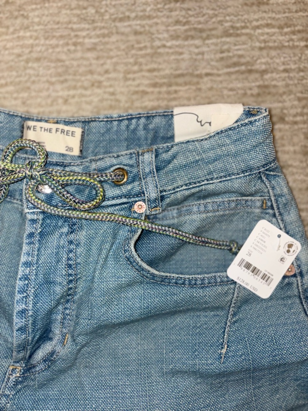 NWT Free People x We The Free Amanda Cropped Barrel Denim Jeans in Amor Waist - Picture 9 of 11